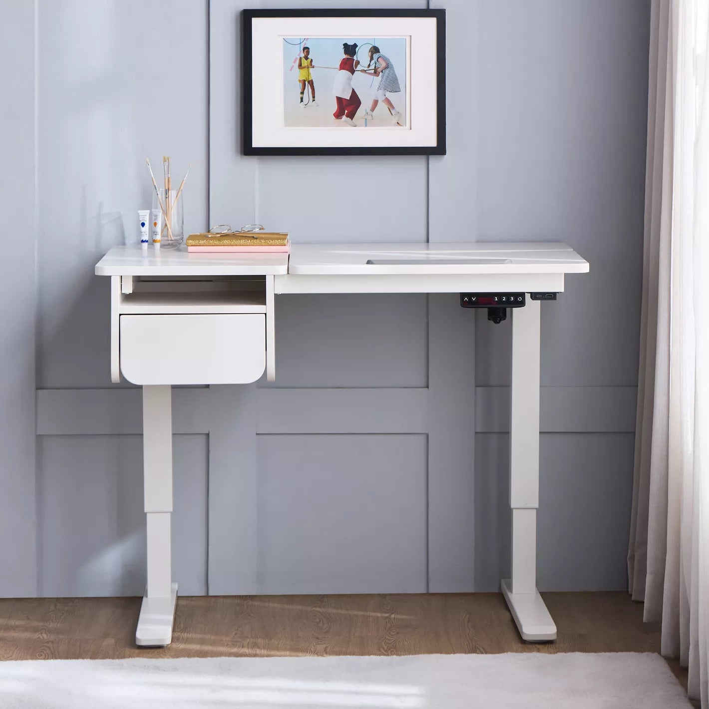 Smart Desk With A Large Drawer And USB Charging Port, Wire Organizer - Study Desk - COOLBABY