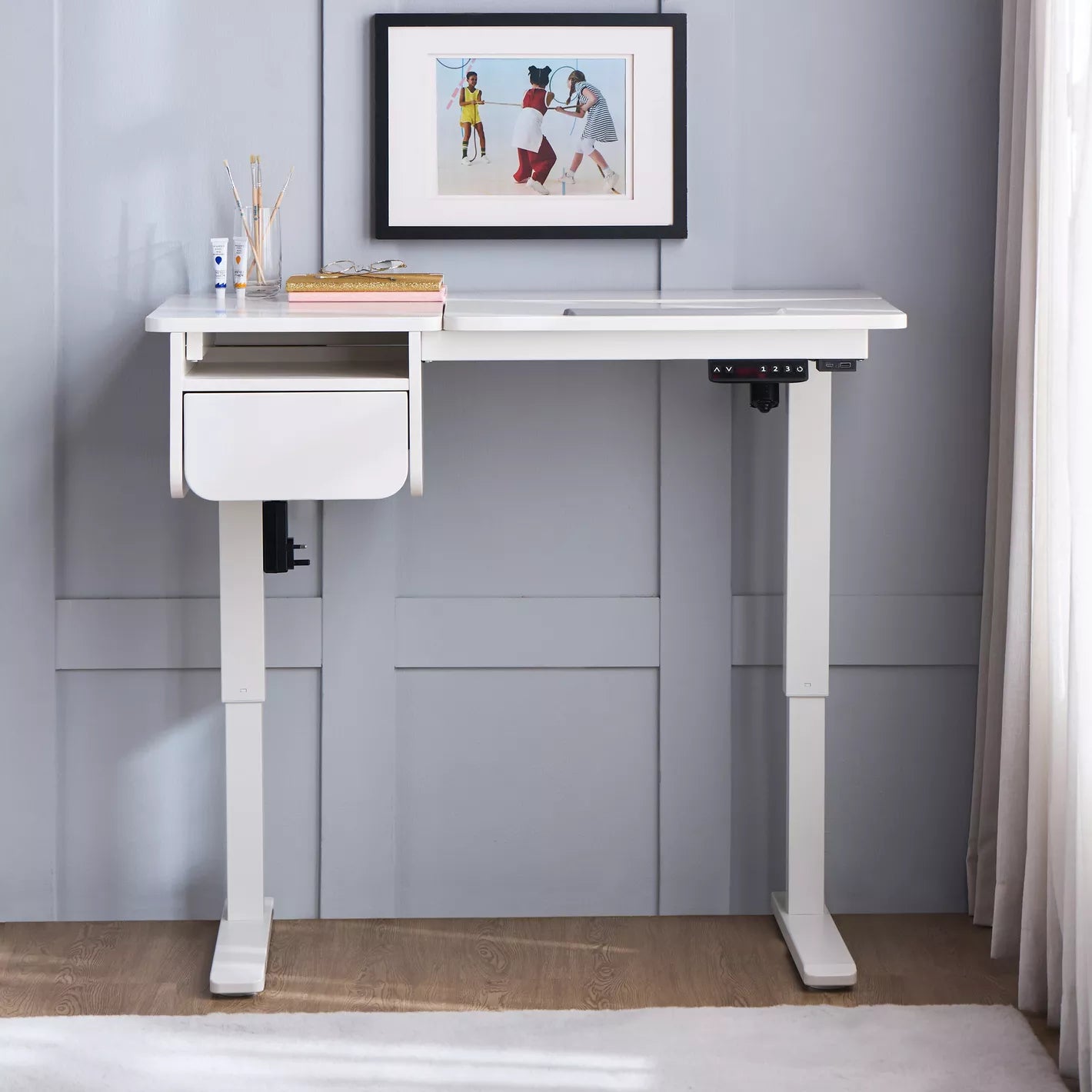 Smart Desk With A Large Drawer And USB Charging Port, Wire Organizer - Study Desk - COOLBABY