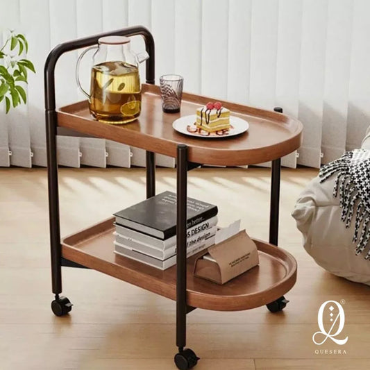 2-Tier Solid Wood Top Side Table Ideal For Living Rooms And Offices - COOLBABY