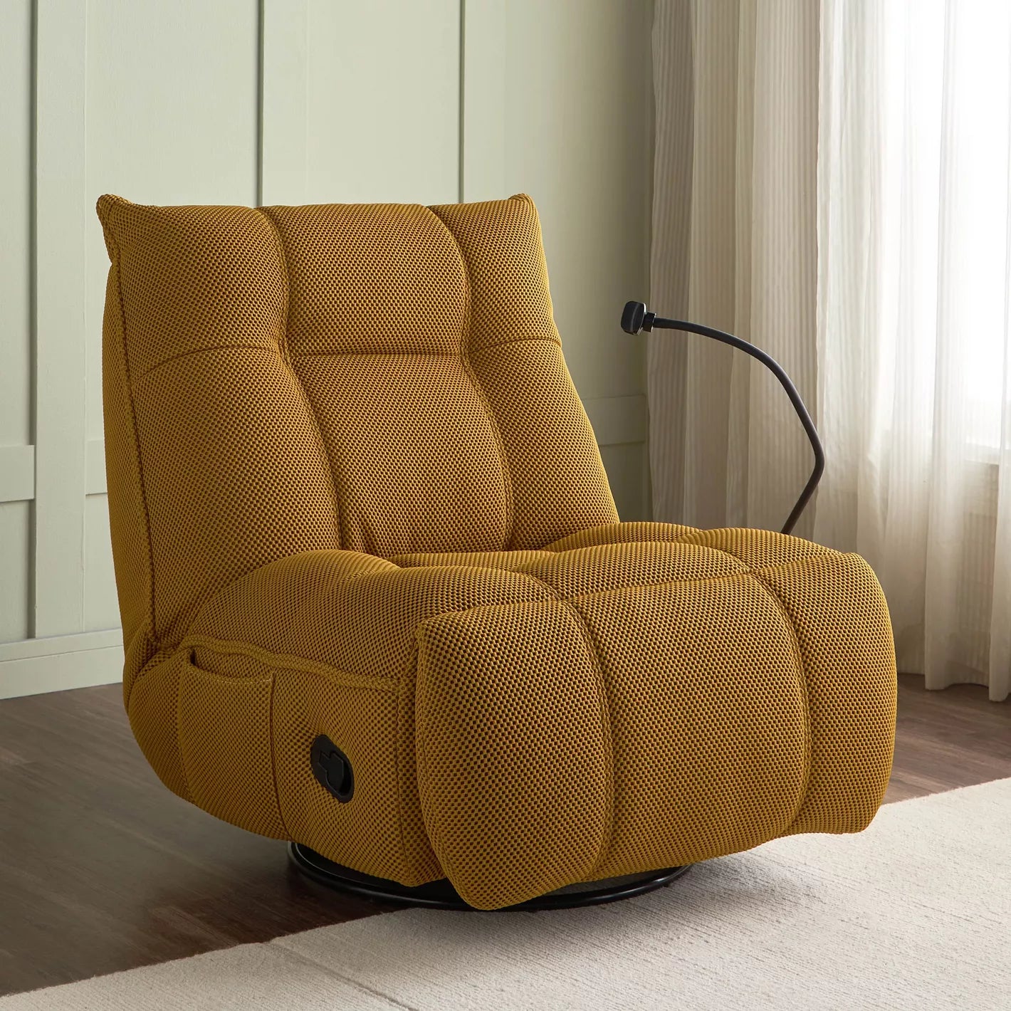 Fabric Rocking Recliner With 360-Degree Swivel Mechanism And A Phone Holder - COOLBABY