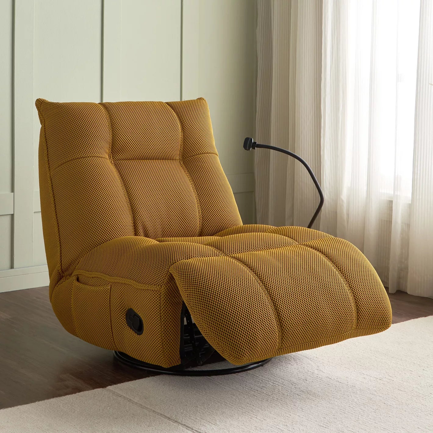Fabric Rocking Recliner With 360-Degree Swivel Mechanism And A Phone Holder - COOLBABY