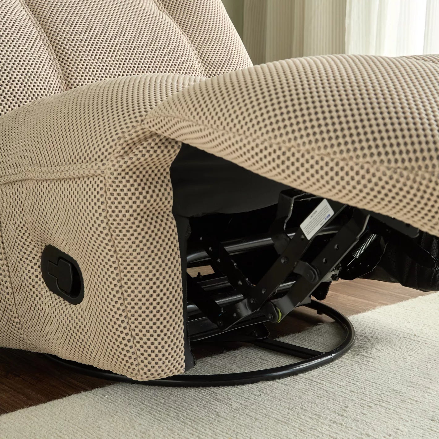 Fabric Rocking Recliner With 360-Degree Swivel Mechanism And A Phone Holder - COOLBABY