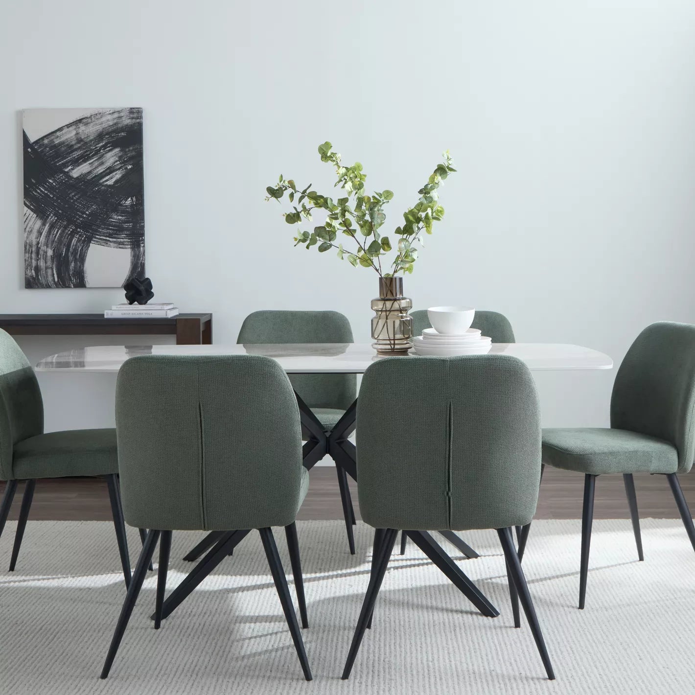 Modern Upholstered Fabric Dining Chair, Armless Design - COOLBABY