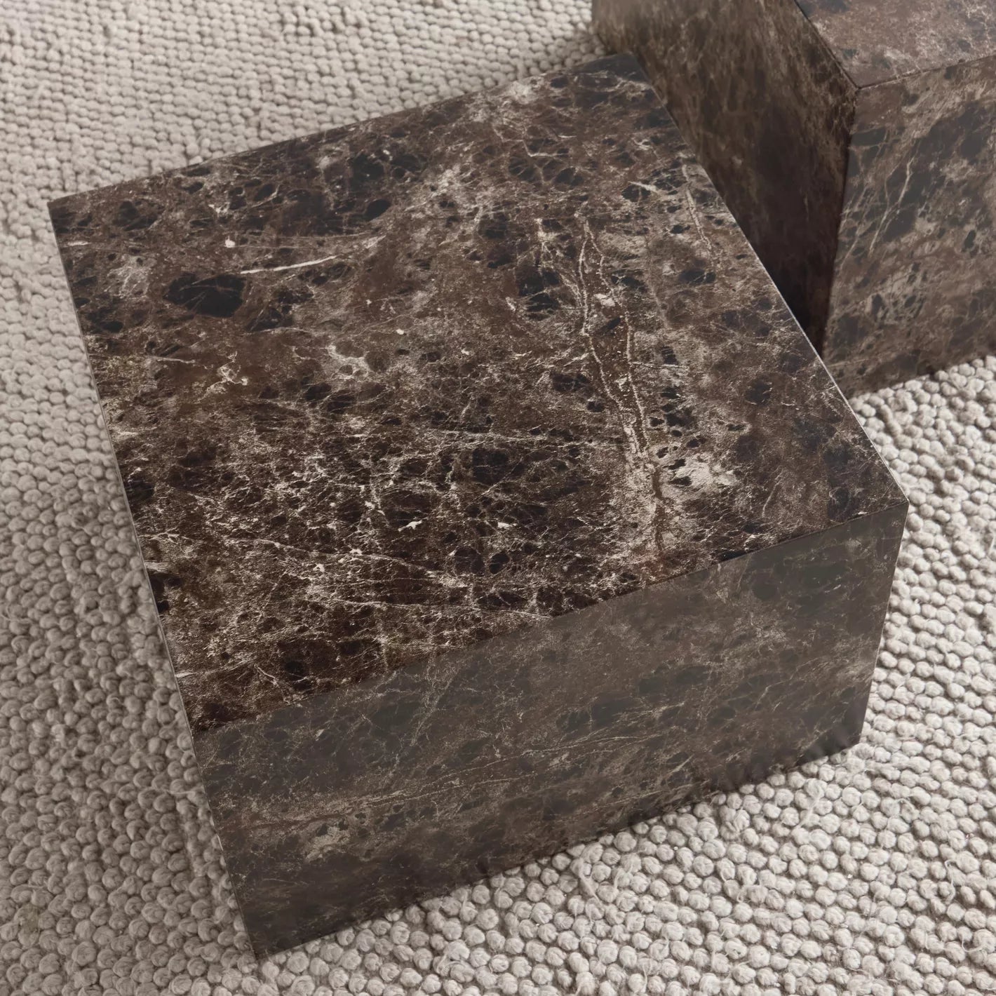 2-Piece Coffee Table Set, Modern Design With A Marble-Look Finish - COOLBABY