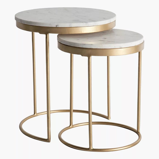 Marble Top Nesting Table, Coffee Table - Set of 2 - COOLBABY