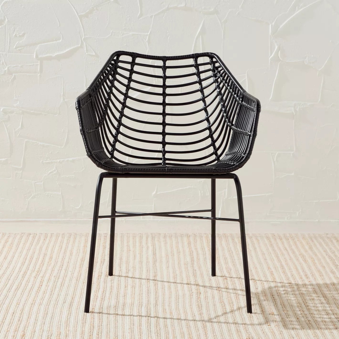 Natural Style Outdoor Dining Chair With Metal Legs - 59 * 80 * 61 CM - COOLBABY