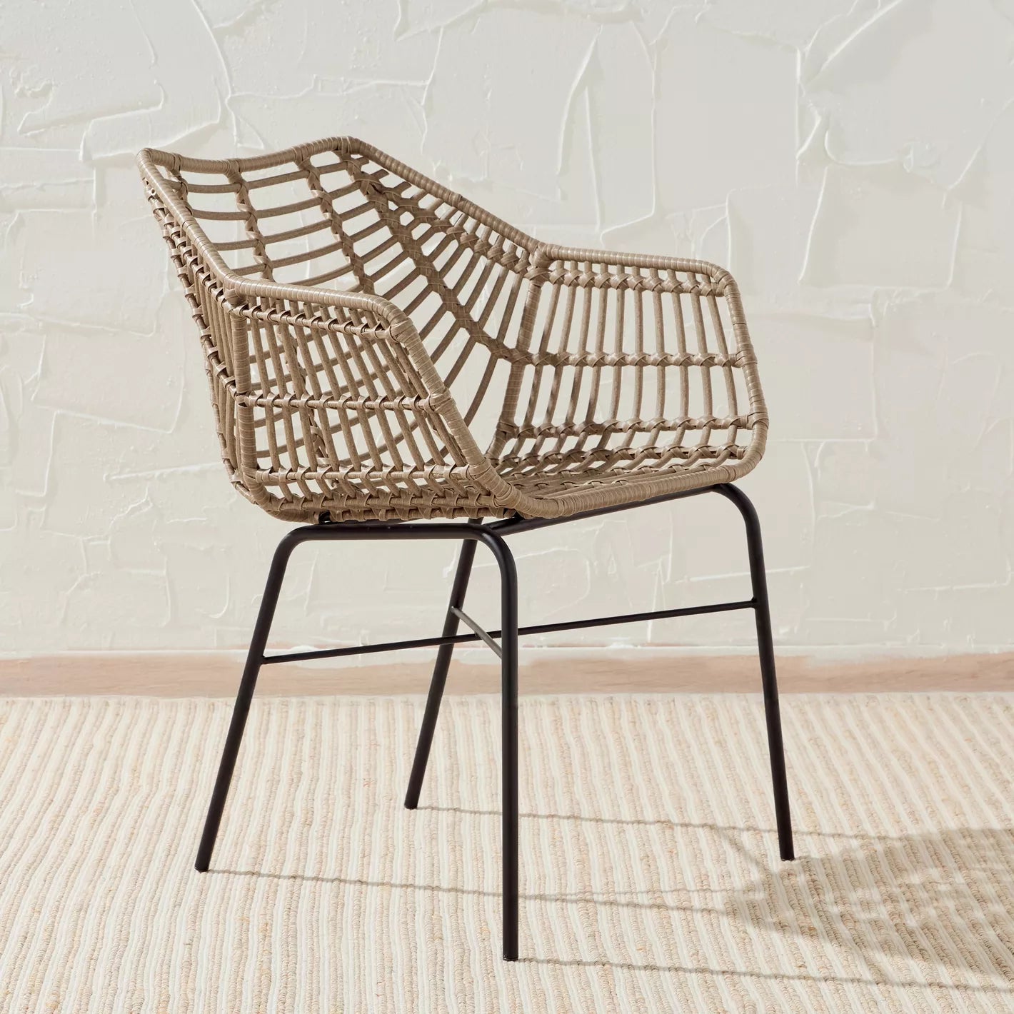 Natural Style Outdoor Dining Chair With Metal Legs - 59 * 80 * 61 CM - COOLBABY