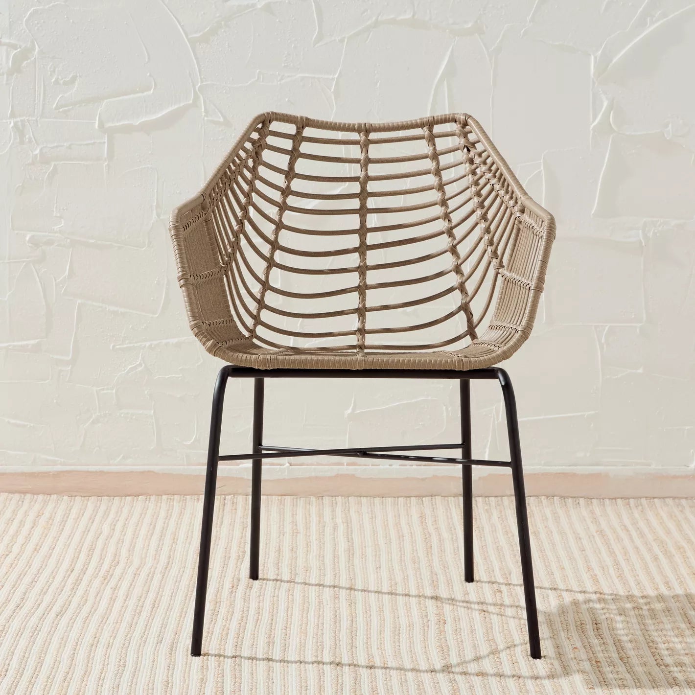Natural Style Outdoor Dining Chair With Metal Legs - 59 * 80 * 61 CM - COOLBABY