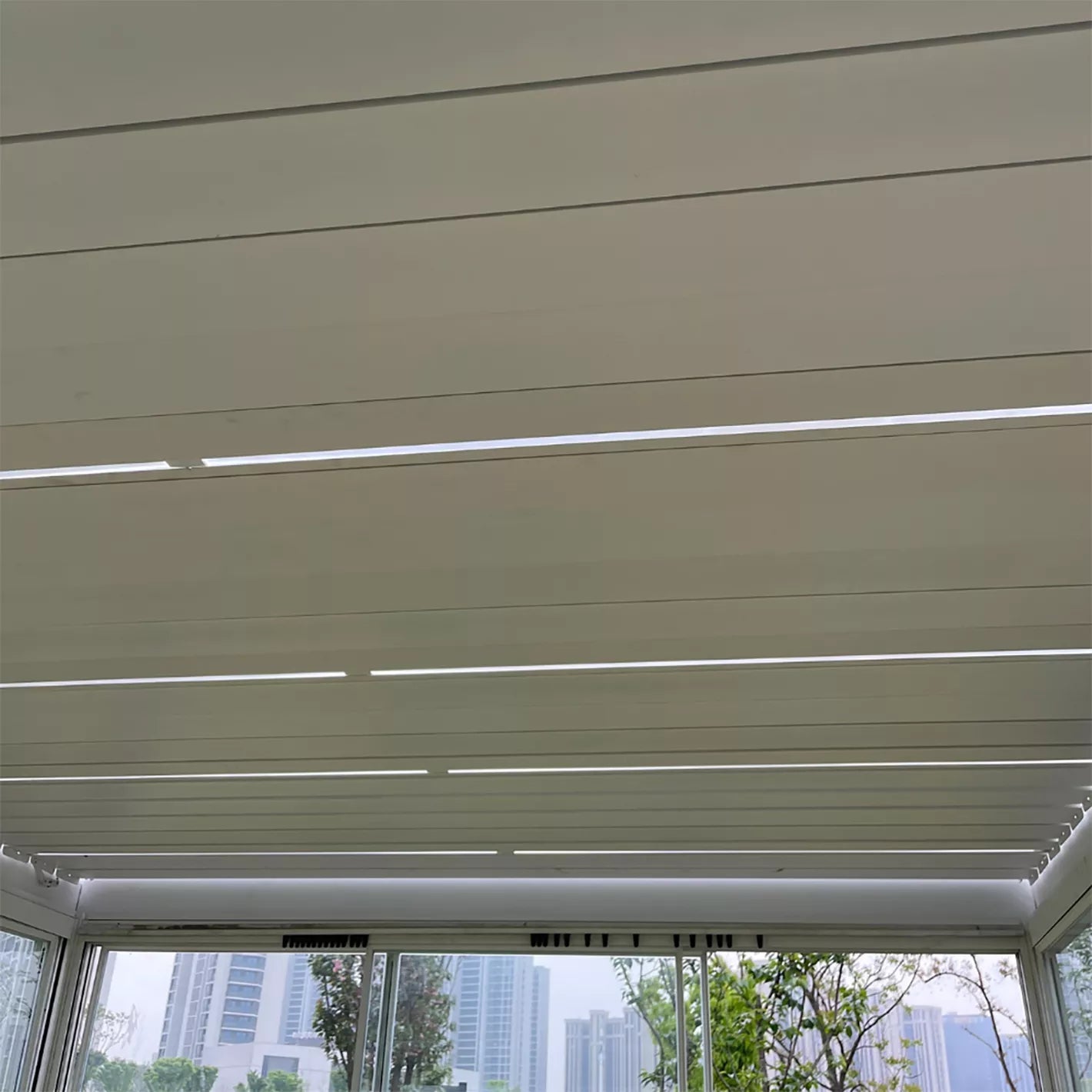 Shuttered Roof Outdoor Gazebo with Sliding Glass Door - 3x3 m - COOLBABY