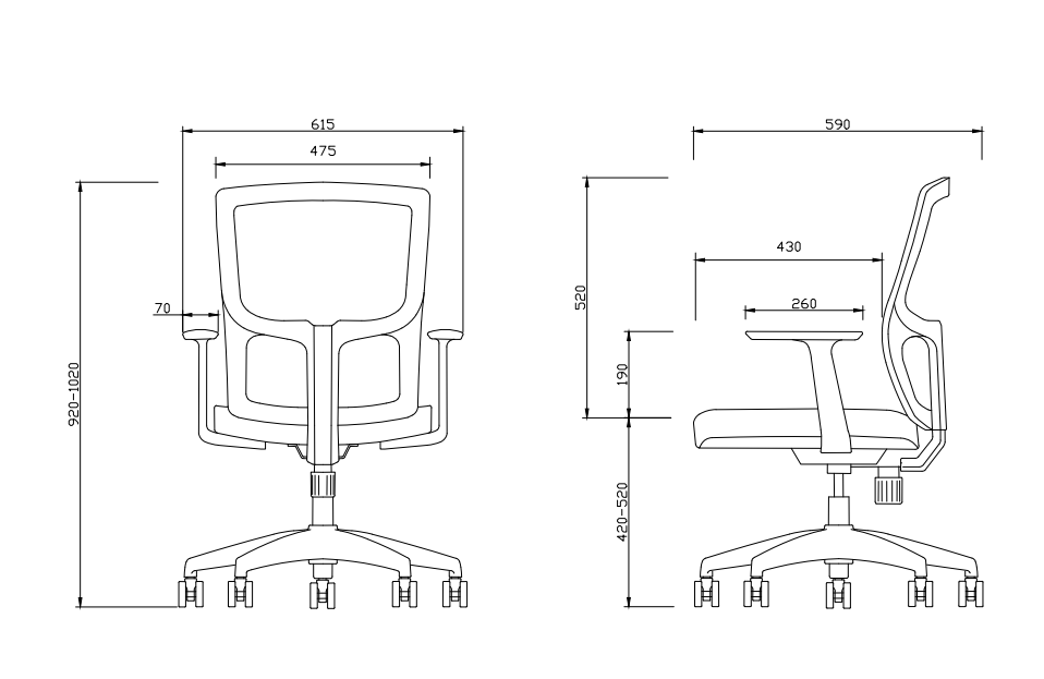 Medium Back Swivel Office Chair - Black - COOLBABY
