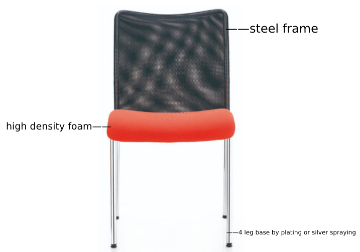 Training Chair 4 Leg, Solid Steel Frame With High-Density Foam Office Chair - COOLBABY