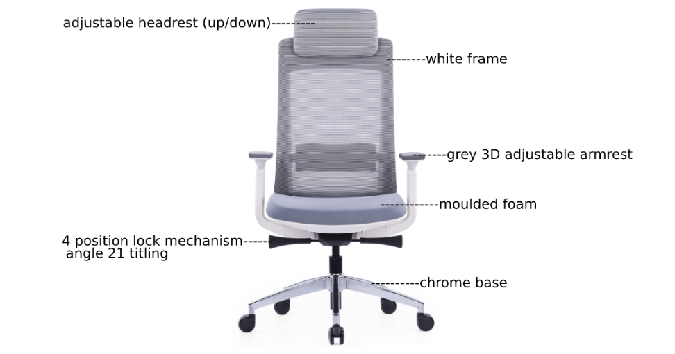 High Back Multifunction Ergonomic Office Chair, Adjustable Headrest, Lumbar Support - COOLBABY