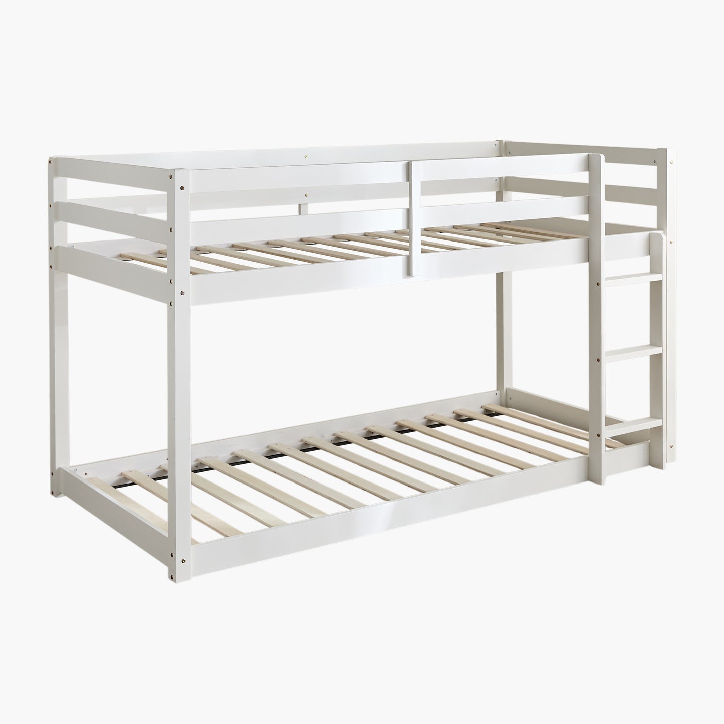 Floor Bunk Bed 90x200 cm | Solid Wood Kids Bunk Bed with Ladder