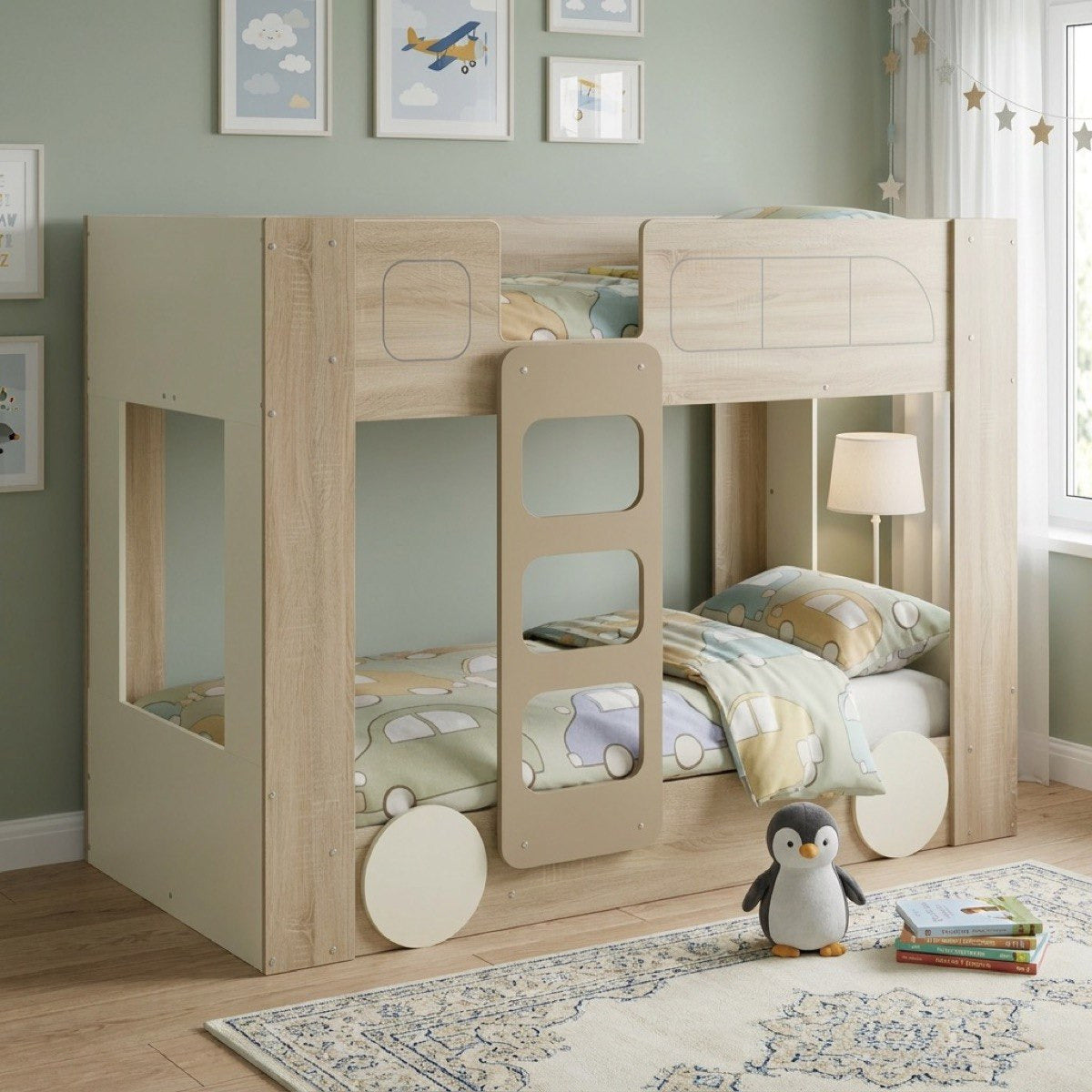 Doubledecker Single Bunk Bed 90x190 cm – Modern Wooden Space Saving Bunk Bed for Kids