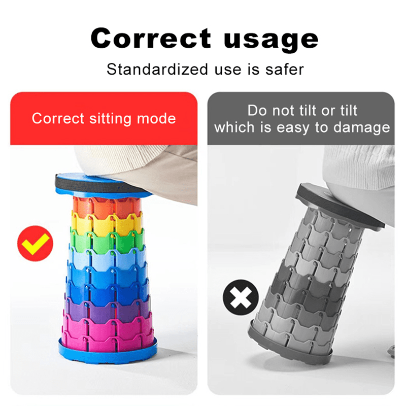 COOLBABY Portable Folding Telescopic Stool Lightweight Rainbow Chair and Outdoor Camping Fishing Beach LED Lighting Stool with Carry Bag - COOL BABY