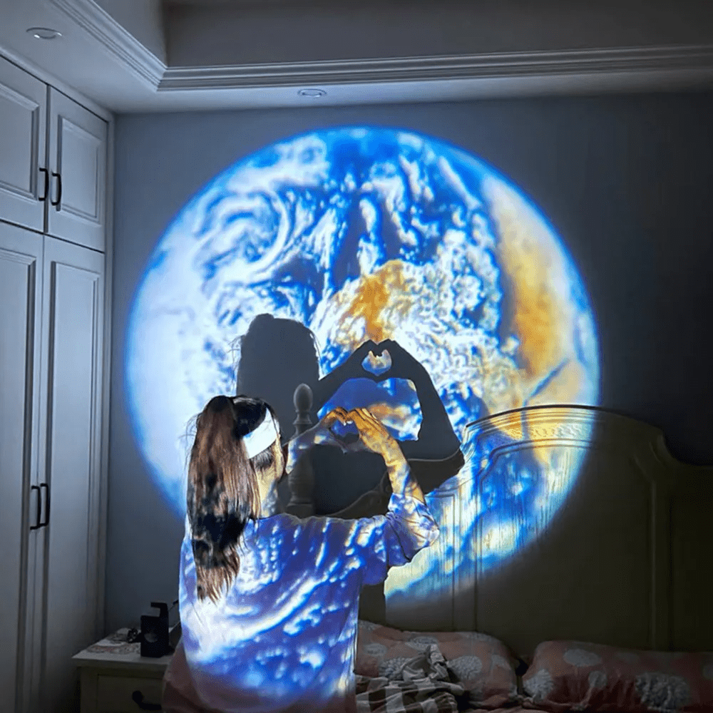 COOLBABY XQQ-DYTYD Earth Moon Projection Lamp Star Projector Planet Projector Background Atmosphere Led Night Light for Kids Bedroom Wall Decor - COOL BABY