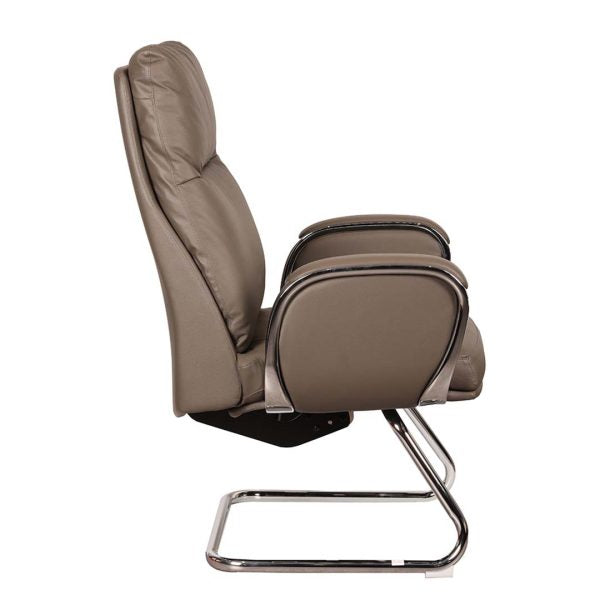 COOLBABY Ergonomic Office Visitor Chair 1815-C | Pure Leather, Durable Aluminum Base & Padded Armrests - COOLBABY