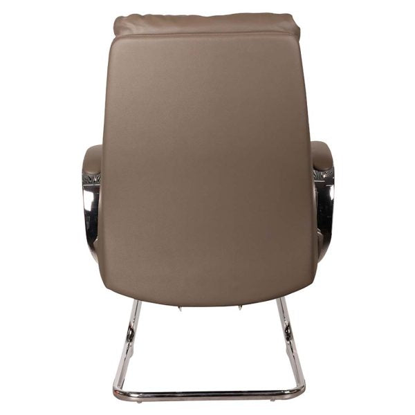 COOLBABY Ergonomic Office Visitor Chair 1815-C | Pure Leather, Durable Aluminum Base & Padded Armrests - COOLBABY