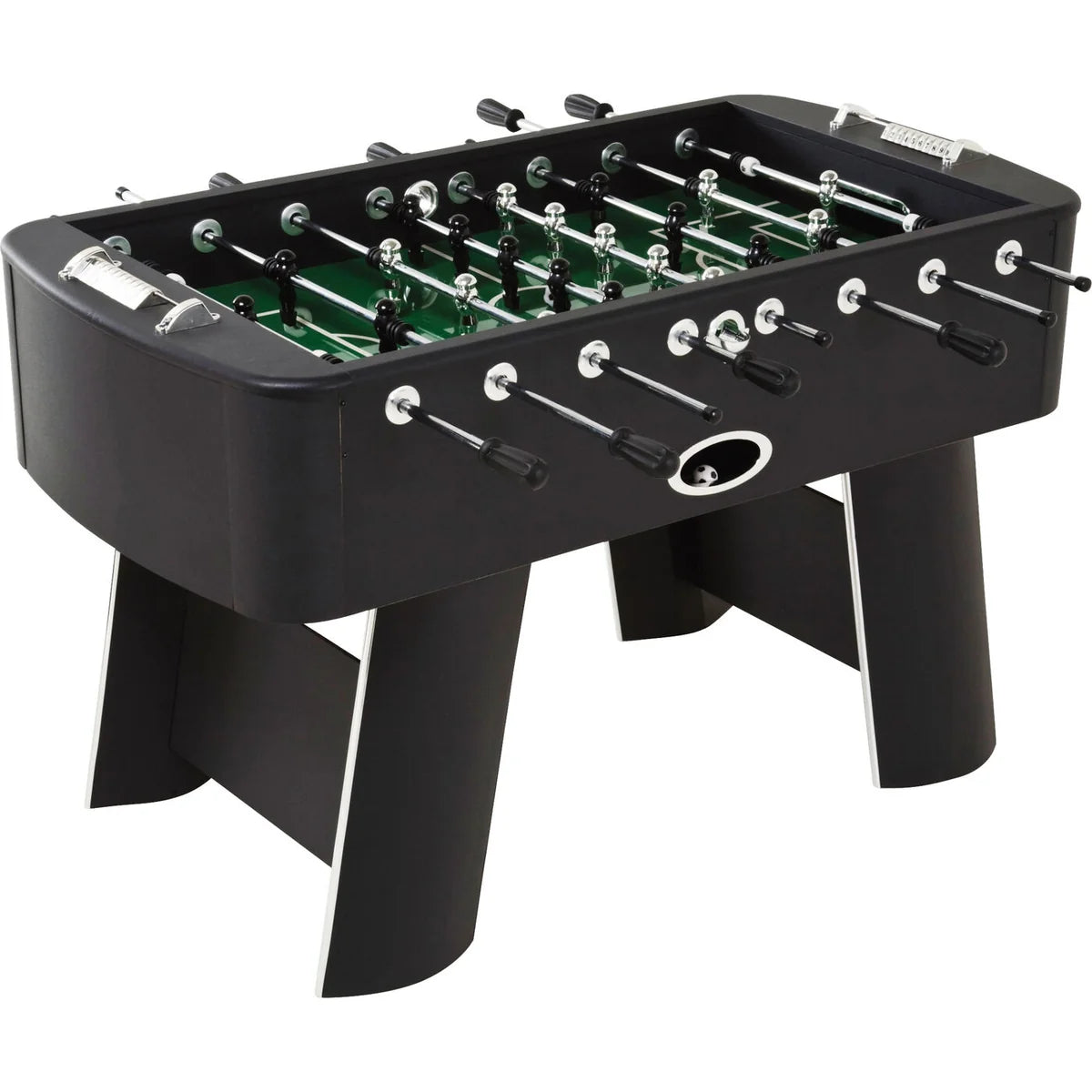 Black Steel Chromed Foosball Soccer Table 125x145x90 cm – Professional Indoor Football Game Table