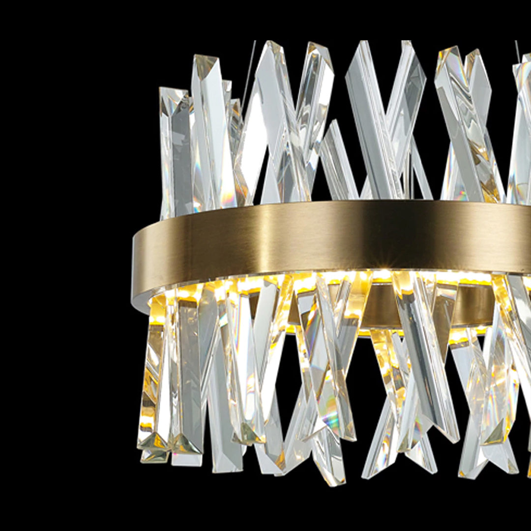 Modern Hanging Light K9 Clear Crystal - Antique Brass - COOLBABY