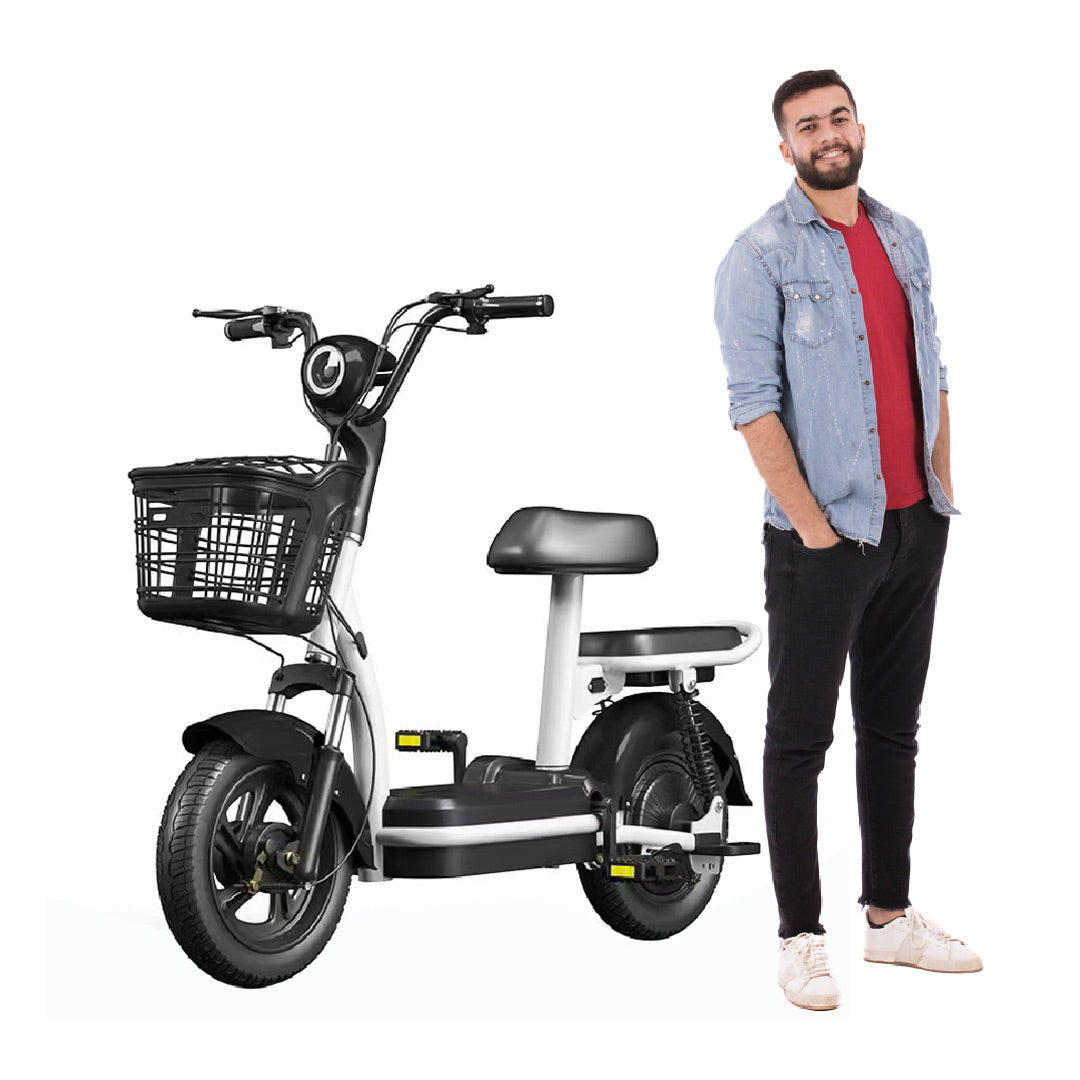 electric scooter with pedal assist Mega Wheels Porta CX: Versatile 2-Seater Electric Scooter Bike with Pe–  COOLBABY