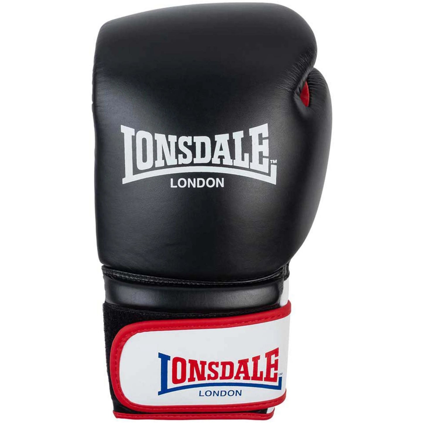 COOLBABY Lonsdale Winston Leather Boxing Gloves - Durable Cowhide Training Gloves in Black/White/Red - COOLBABY