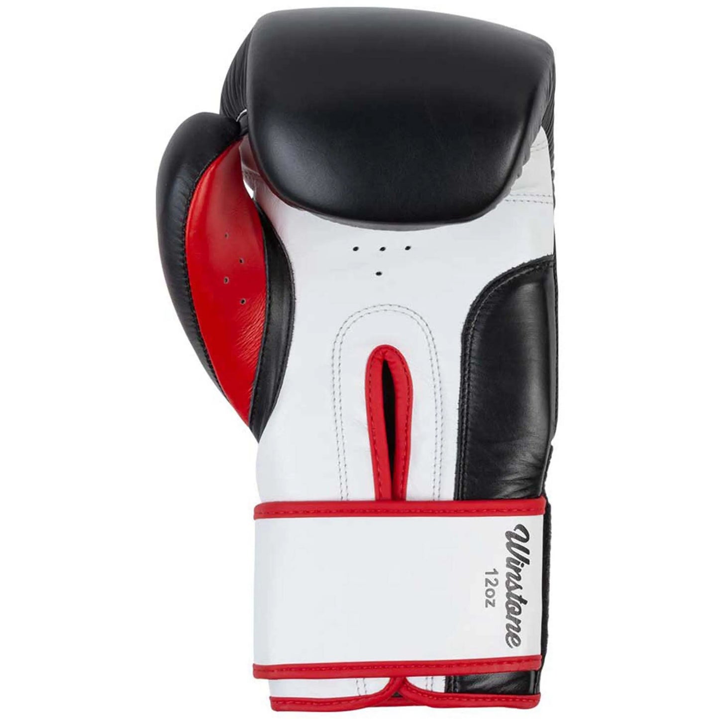 COOLBABY Lonsdale Winston Leather Boxing Gloves - Durable Cowhide Training Gloves in Black/White/Red - COOLBABY