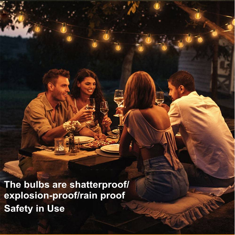 COOLBABY LZM-DC01 Outdoor Garden String Lights,25Ft(7.5m) G40 Outdoor Lights with 25 Bulbs +1 Spare Bulb for Backyard Balcony Cafe Party Home Decor,Waterproof - COOL BABY
