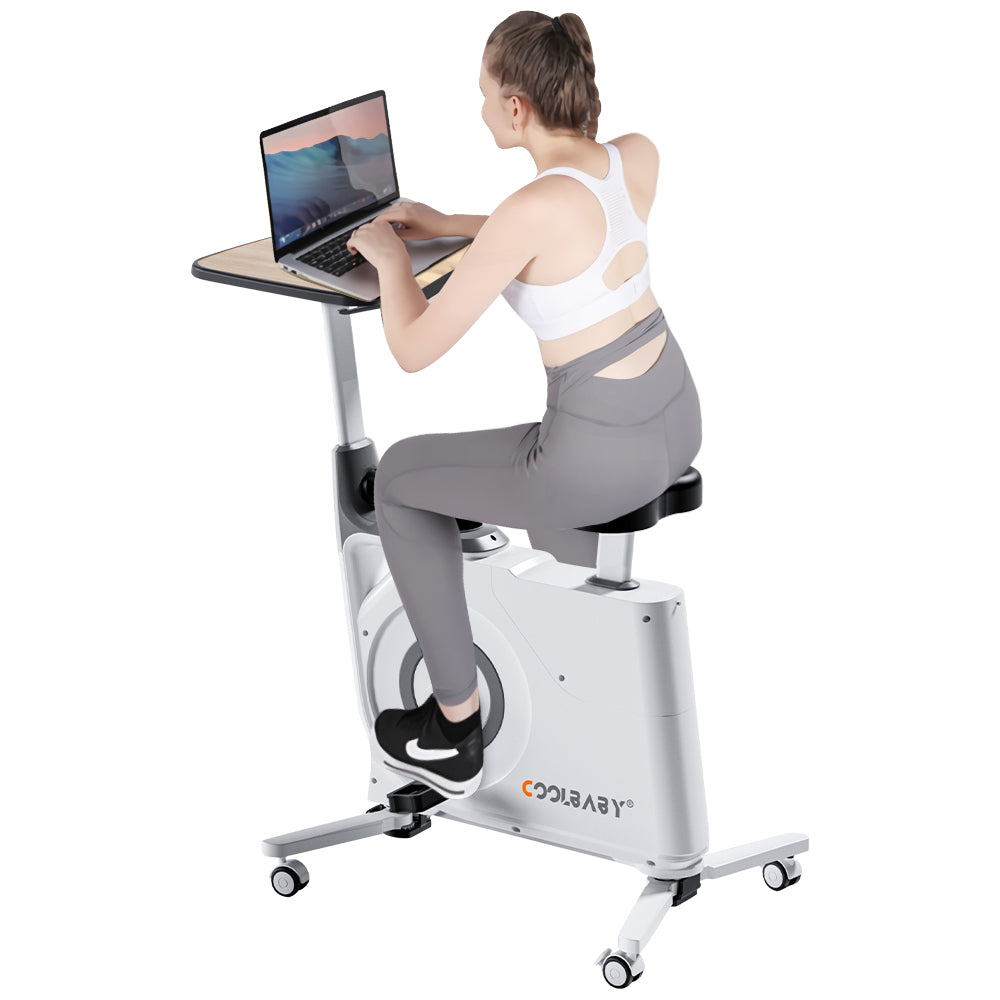 fitnessbike 8 kg COOLBABY Exercise Bike with Desk,Home Office Fitnessbike,8-Level Magne