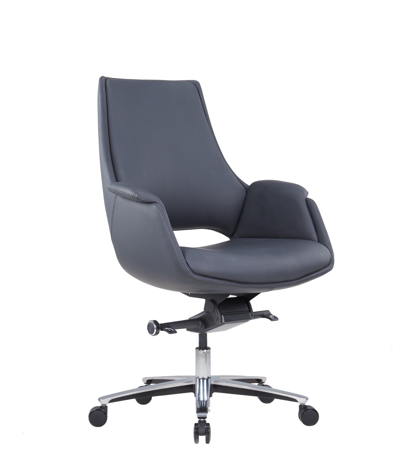 Executive Medium-Back Leather Office Chair with Adjustable Comfort - COOLBABY