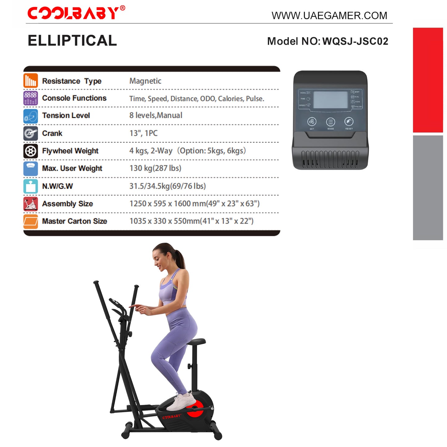 COOLBABY Elliptical Machine,Elliptical Exercise Machine for home with Seat,8 Resistance Levels,Pulse Rate Grips and LCD Monitor,WQSJ-JSC02 - COOLBABY