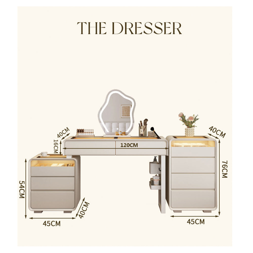 Modern Vanity Table Set with LED Mirror and Chair - Stylish Bedroom Dressing Table - COOLBABY