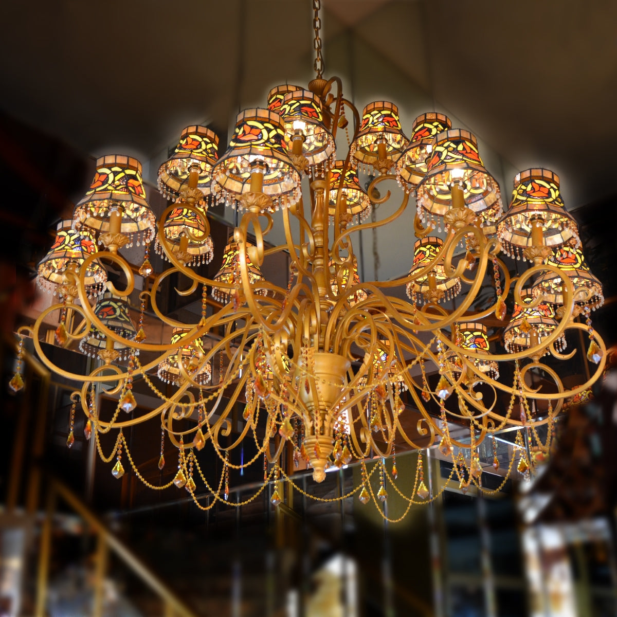 Elegant Vintage Chandelier 24 Arms - Brass - COOLBABY