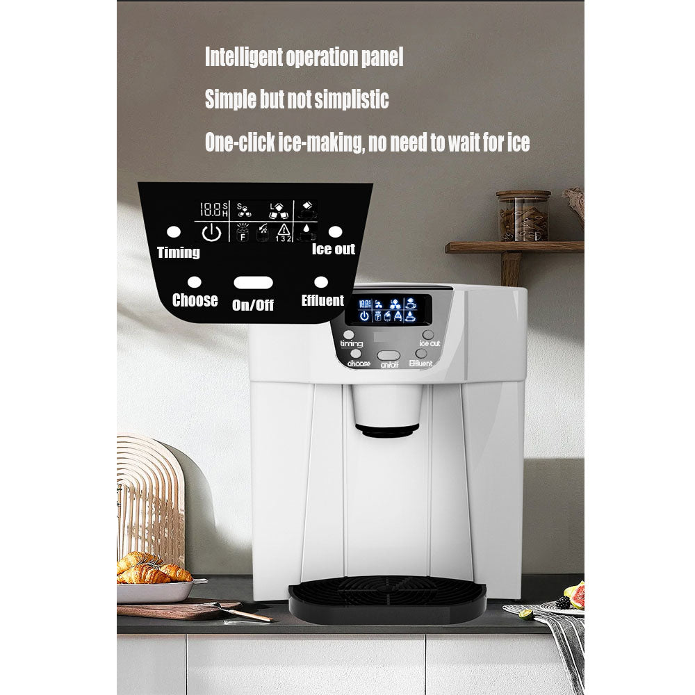 Ice Maker Machine 3 In 1 Counter Round Ice, 15kg/24H, 2L Water Tank, for Home, Office & Hotel, Silver