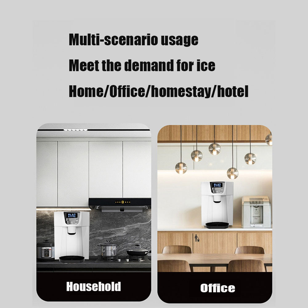 Ice Maker Machine 3 In 1 Counter Round Ice, 15kg/24H, 2L Water Tank, for Home, Office & Hotel, Silver