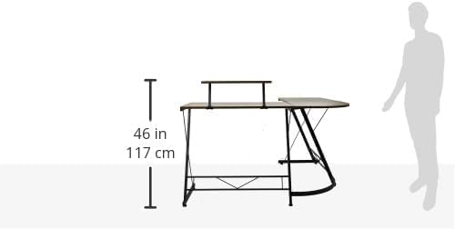 COOLBABY L Shaped Gaming Desk, Home Office Desk With Round Corner and Shelf, Computer Desk With Large Monitor Stand Desk,Sturdy Writing Workstation,Gaming Desk with Shelf-Tiger Wood - COOLBABY