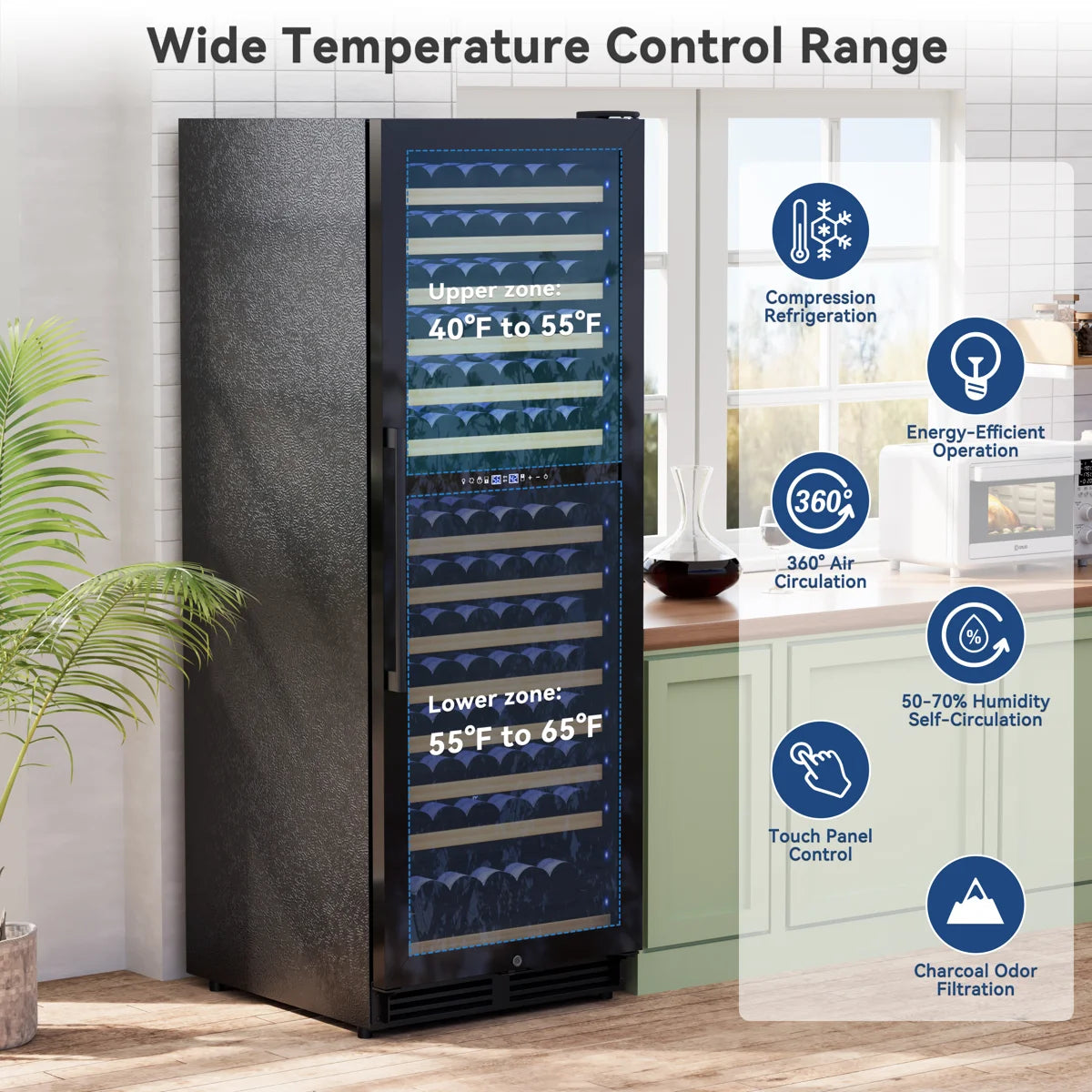 24-Inch Tall Dual Zone Wine Refrigerator -- 154-Bottle Cooler for Built-In or Freestanding Use