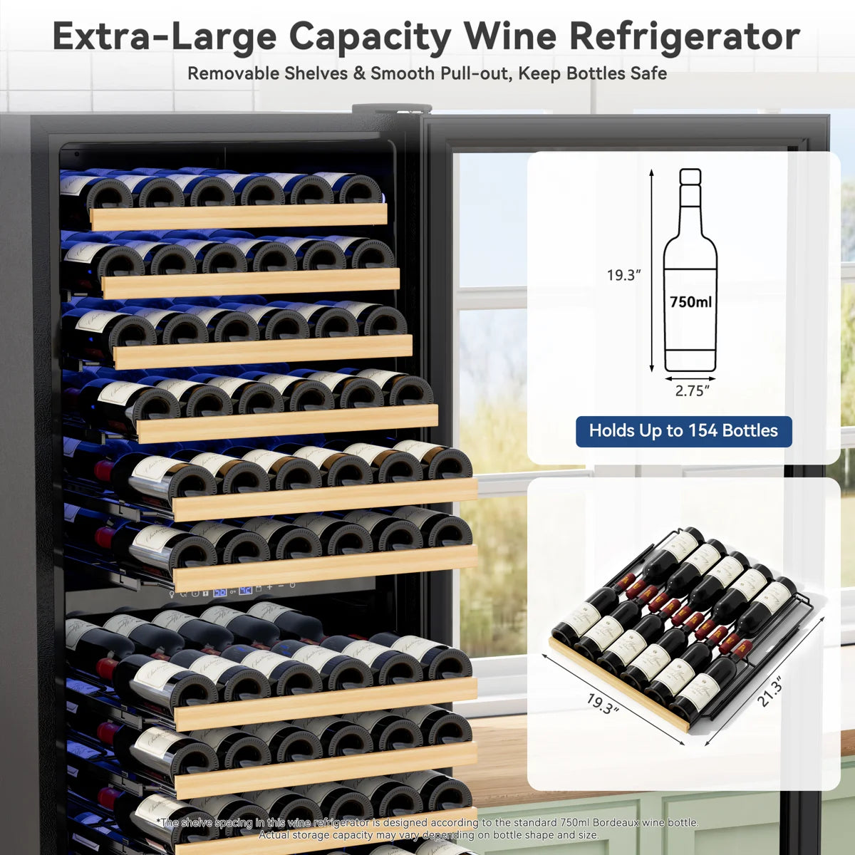 24-Inch Tall Dual Zone Wine Refrigerator -- 154-Bottle Cooler for Built-In or Freestanding Use