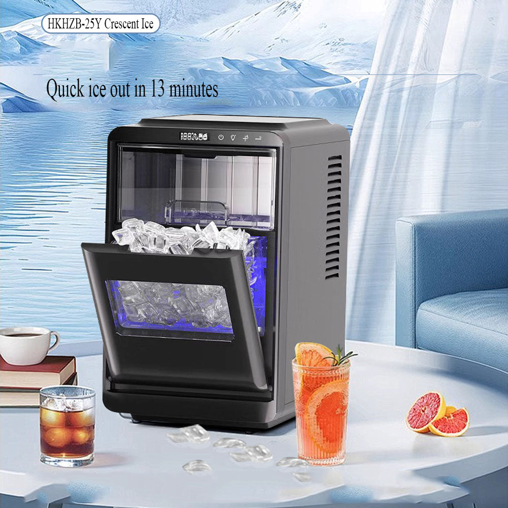 Countertop Ice Maker, Crescent-Shaped Ice, 12kg per 24 Hours, 1.8L Tank, Quick Ice in 13 Minutes, 32dB Low Noise