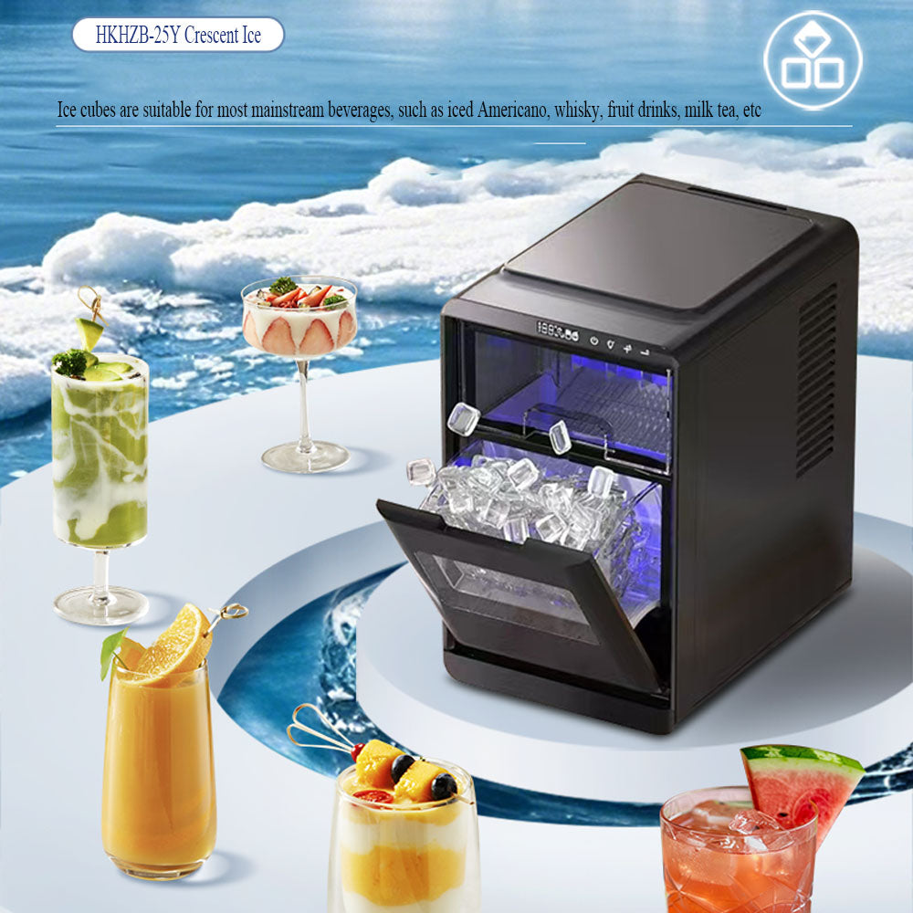 Countertop Ice Maker, Crescent-Shaped Ice, 12kg per 24 Hours, 1.8L Tank, Quick Ice in 13 Minutes, 32dB Low Noise
