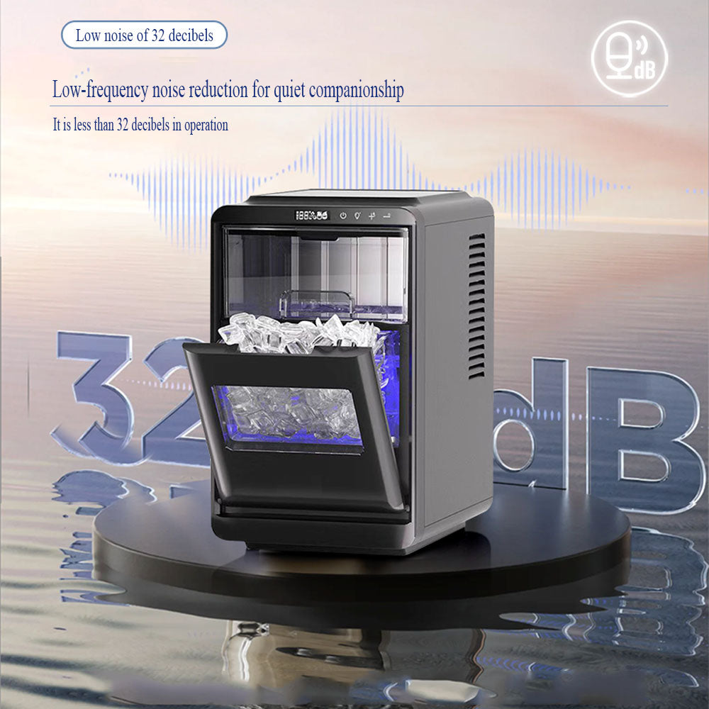 Countertop Ice Maker, Crescent-Shaped Ice, 12kg per 24 Hours, 1.8L Tank, Quick Ice in 13 Minutes, 32dB Low Noise