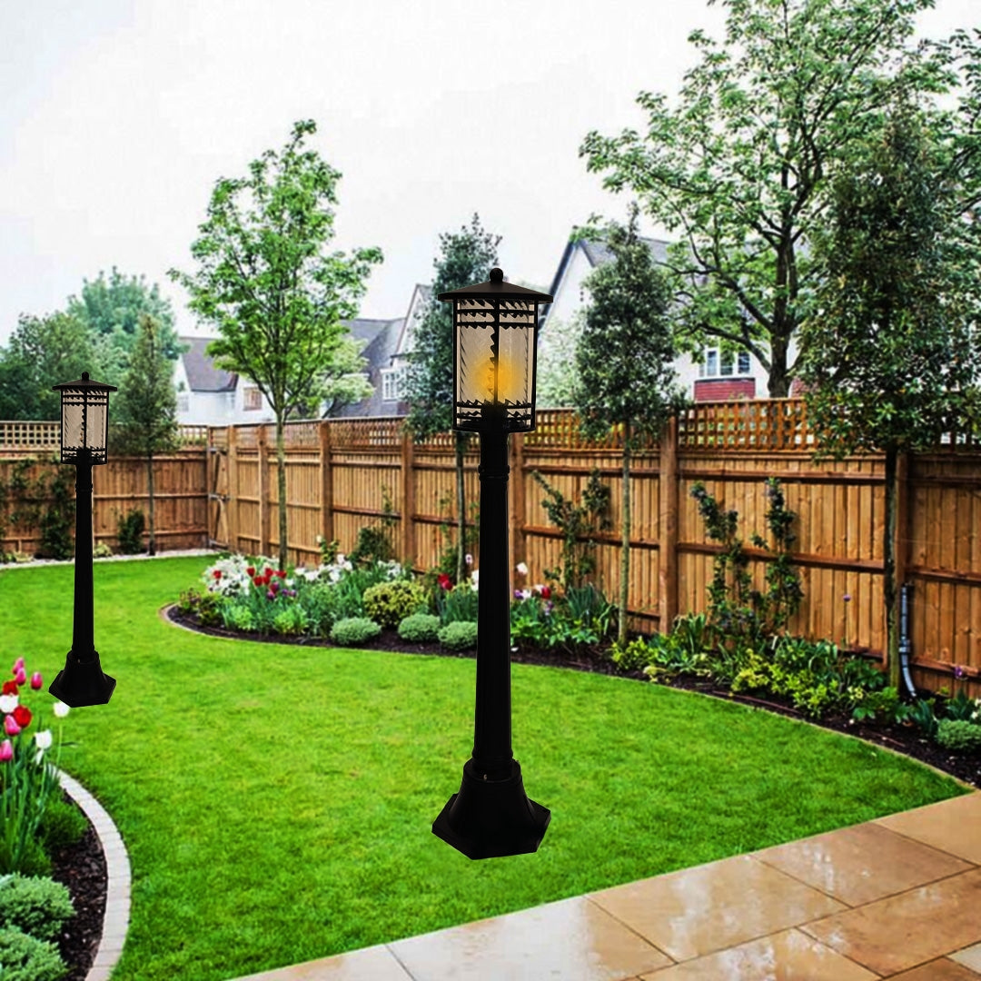 Bollard Light E27 Water Glass Diffuser - Black (Height 80cm) - COOLBABY