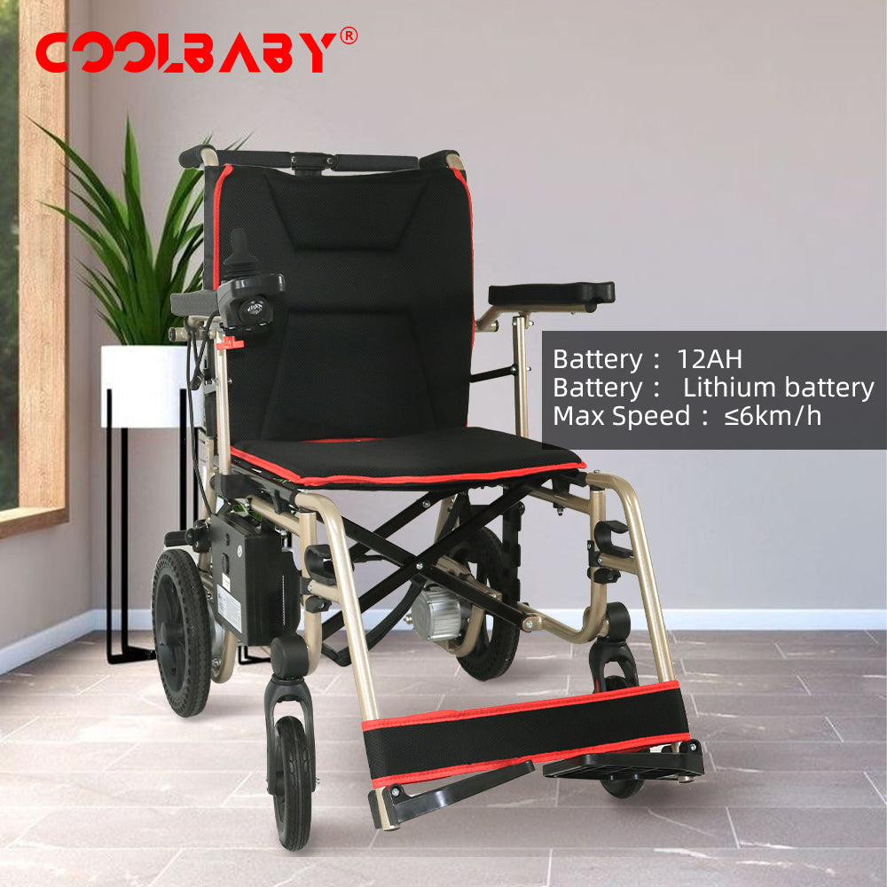 Pink electric chair for the elderly long endurance folding portable electric four-wheel scooter - COOLBABY