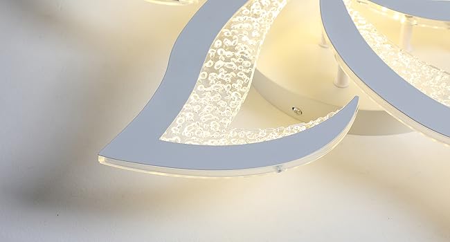 Modern LED Ceiling Light, White Dimmable Flower Shape Fixture with Remote Control - COOLBABY