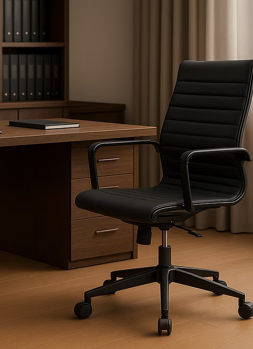 Medium Back Office Chair with PU Leather & Steel Frame | Ergonomic Work Chair