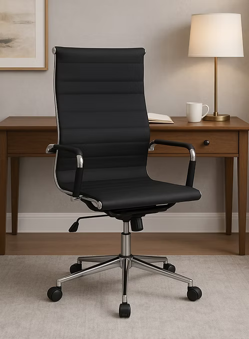 High Back PU Leather Office Chair with Adjustable Height & Chrome Steel Frame