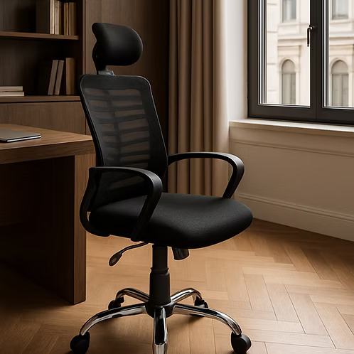 High Back Ergonomic Mesh Office Chair with Headrest, Adjustable Height & High-Density Foam Seat