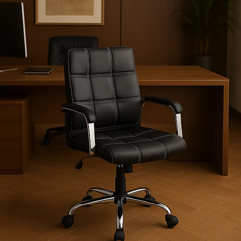 Black Ergonomic Office Chair with PU Molded Foam & Adjustable Recline