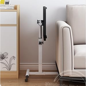 COOLBABY Adjustable Laptop Desk Table, 360° Rotating Top, 60-95cm Height, Mobile Bedside Table with Wheels, Black - COOLBABY