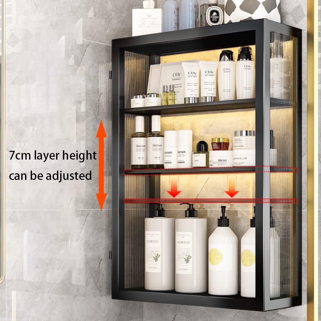 COOLBABY 3 Tier Dustproof Storage Cabinet Punch-free Toilet Top Bathroom Storage Rack Shower Organizer Bathroom Wall Cabinet - COOLBABY